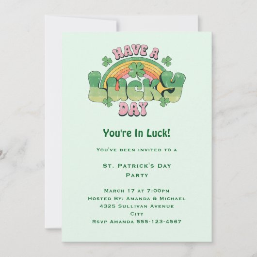 Geniet van een Lucky Day Retro stijl St. Patrick's Kaart (Voorkant)