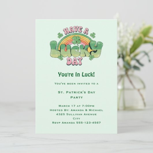 Geniet van een Lucky Day Retro stijl St. Patrick's Kaart (Staand voorkant)