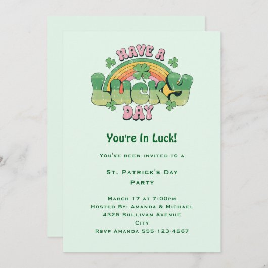 Geniet van een Lucky Day Retro stijl St. Patrick's Kaart (Voorkant / Achterkant)