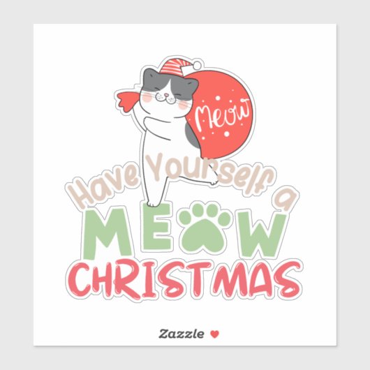 Geniet van een mauwen kerst sticker (Vel)