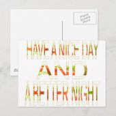 Geniet van een mooie dag en een betere nacht art p briefkaart (Voorkant / Achterkant)