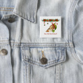 Geniet van een Nutty Good Christmas Squirrel Holid Vierkante Button 5,1 Cm (In situ)