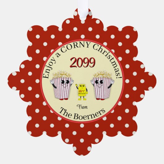Geniet van een oubollige kerst! Popcorn Ornament K (Achterkant)