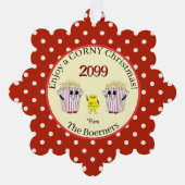 Geniet van een oubollige kerst! Popcorn Ornament K (Voorkant)