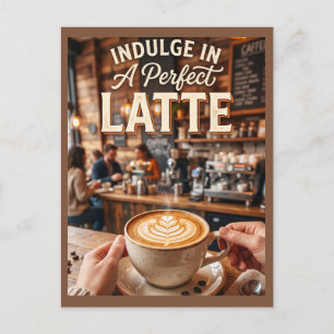 Geniet van een perfecte latte koffie briefkaart