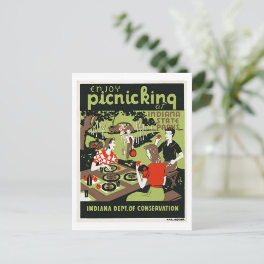 Geniet van een picknick aan de Indiana State Parks Briefkaart (Staand voorkant)