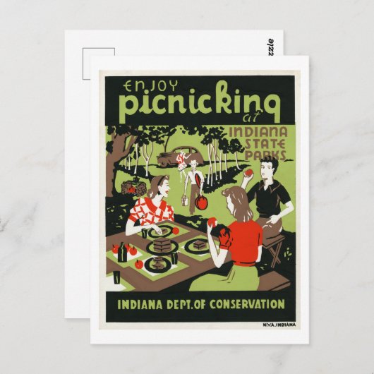 Geniet van een picknick aan de Indiana State Parks Briefkaart (Voorkant / Achterkant)