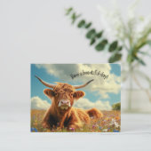 Geniet van een prachtige Highland Koe Briefkaart (Staand voorkant)