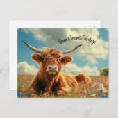 Geniet van een prachtige Highland Koe Briefkaart (Voorkant / Achterkant)
