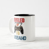 Geniet van een  T-Shirt-Echtband Tweekleurige Koffiemok (Voorkant links)