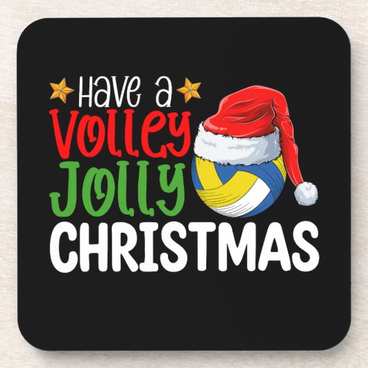 Geniet van een Volley Jolly Christmas Volleyball v Bier Onderzetter (Voorkant)