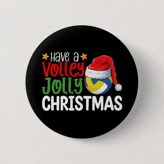 Geniet van een Volley Jolly Christmas Volleyball v Ronde Button 5,7 Cm (Voorkant)
