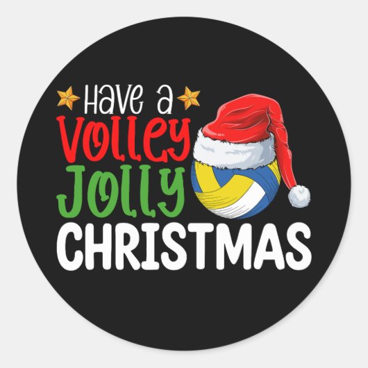 Geniet van een Volley Jolly Christmas Volleyball v Ronde Sticker (Voorkant)