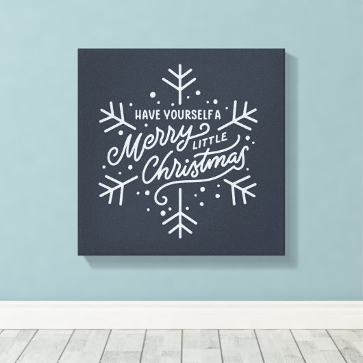 Geniet van een vrolijk kerstfeest - Snowflake Canvas Afdruk (Insitu (Houten vloer))