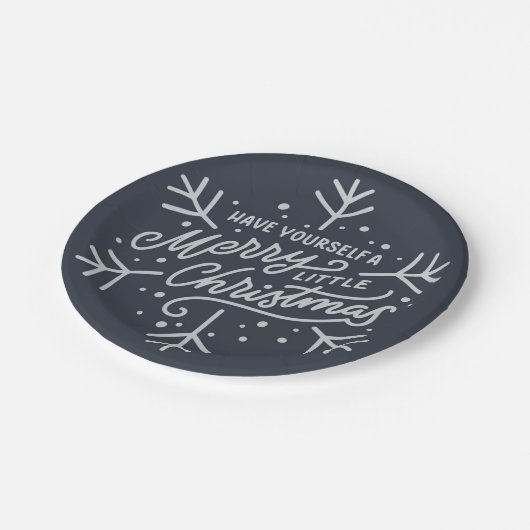 Geniet van een vrolijk kerstfeest - Snowflake Papieren Bordje (Gekanteld)