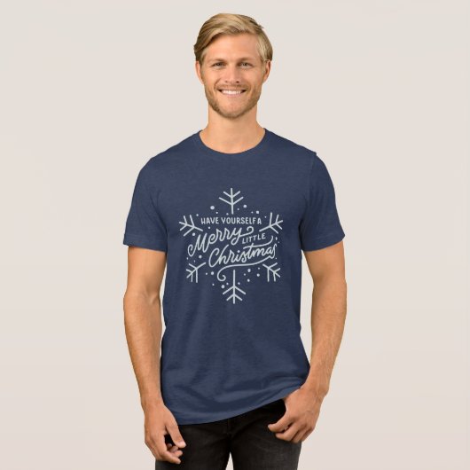 Geniet van een vrolijk kerstfeest - Snowflake Tri-Blend Shirt (Voorkant volledig)