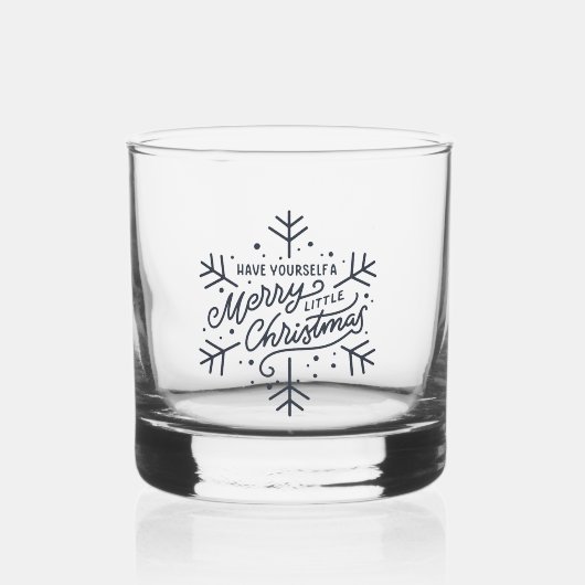 Geniet van een vrolijk kerstfeest - Snowflake Whisky Glas (Voorkant)