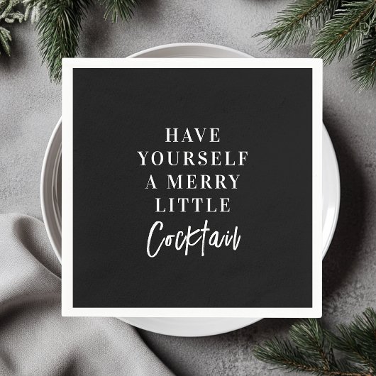 Geniet van een vrolijk klein cocktail black party servet