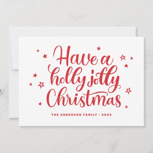 Geniet van een vrolijke kerst. Rood winterscript Feestdagenkaart (Voorkant)