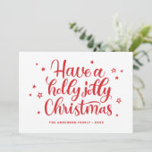 Geniet van een vrolijke kerst. Rood winterscript Feestdagenkaart (Staand voorkant)