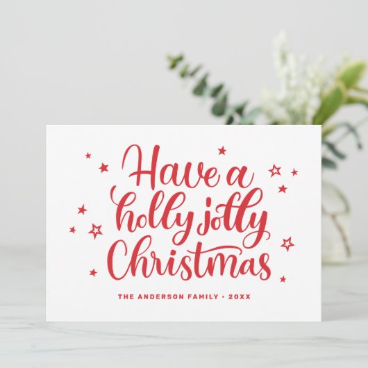 Geniet van een vrolijke kerst. Rood winterscript Feestdagenkaart (Staand voorkant)