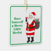 Geniet van een vrolijke kleine Merlot Santa wijn Keramisch Ornament (Rechts)