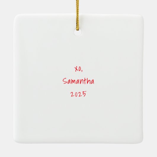 Geniet van een vrolijke kleine Merlot Santa wijn Keramisch Ornament (Achterkant)