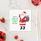 Geniet van een vrolijke kleine Merlot Santa wijn Servet (Insitu)