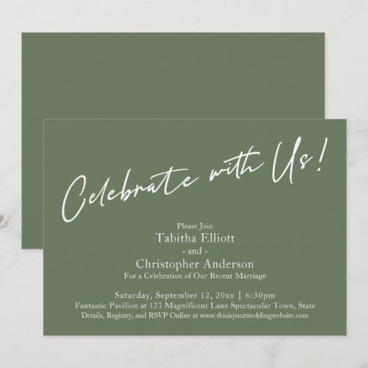 Geniet van eenvoudig Olijf groen met handschrift Kaart (Voorkant / Achterkant)