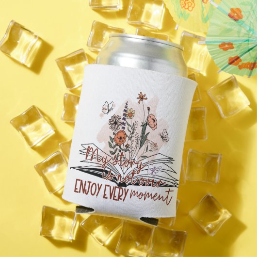 Geniet van elk moment, positieve boodschap blikjeskoeler (Insitu Zomer)