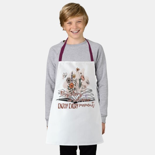 Geniet van elk moment, positieve boodschap schort (Gedragen)