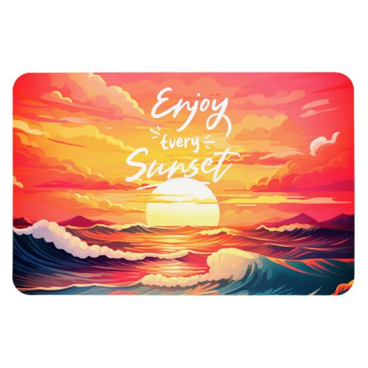 Geniet van elke zonsondergang oceaan magneet (Horizontaal)