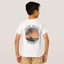 Geniet van elke zonsondergang - Retro Beach T-shirt