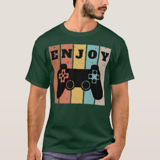 Geniet van gaming vintage kleuren vriend t-shirt