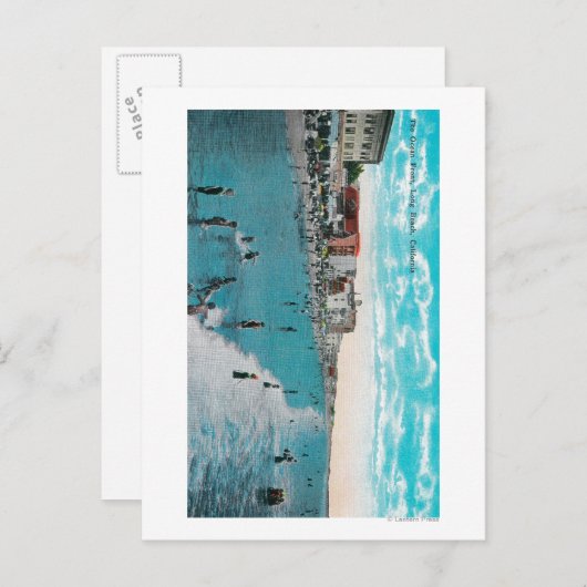 Geniet van golven bij Ocean BeachLong Beach, CA Briefkaart (Voorkant / Achterkant)