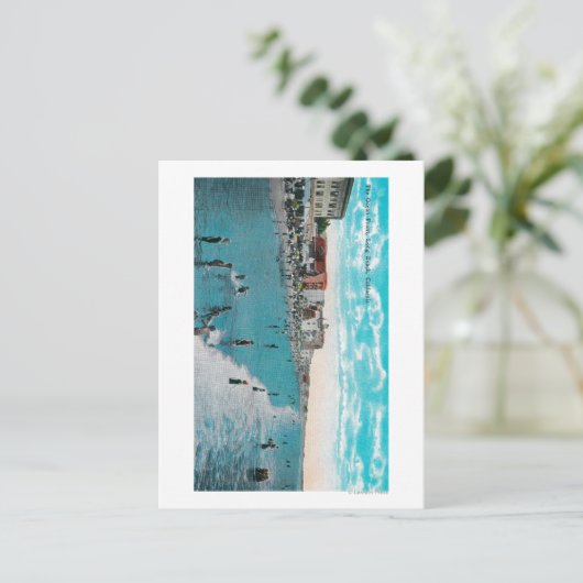 Geniet van golven bij Ocean BeachLong Beach, CA Briefkaart (Staand voorkant)