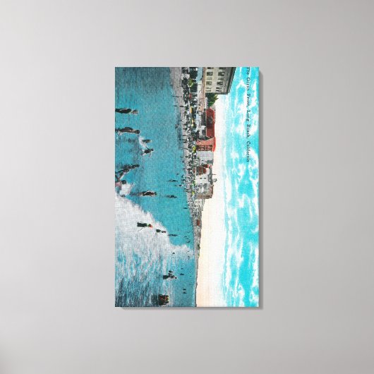 Geniet van golven bij Ocean BeachLong Beach, CA Canvas Afdruk (Voorkant)