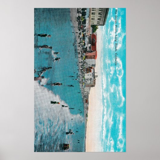Geniet van golven bij Ocean BeachLong Beach, CA Poster (Voorkant)