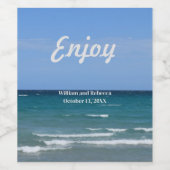 Geniet van helder turquoise strandfeest wijn etiket (Enkel label)