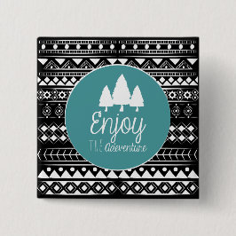 Geniet van het avontuur Boho Vierkante Button 5,1 Cm