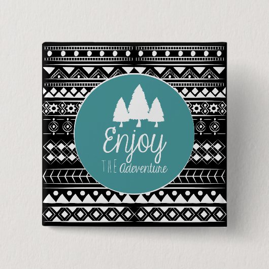 Geniet van het avontuur Boho Vierkante Button 5,1 Cm (Voorkant)