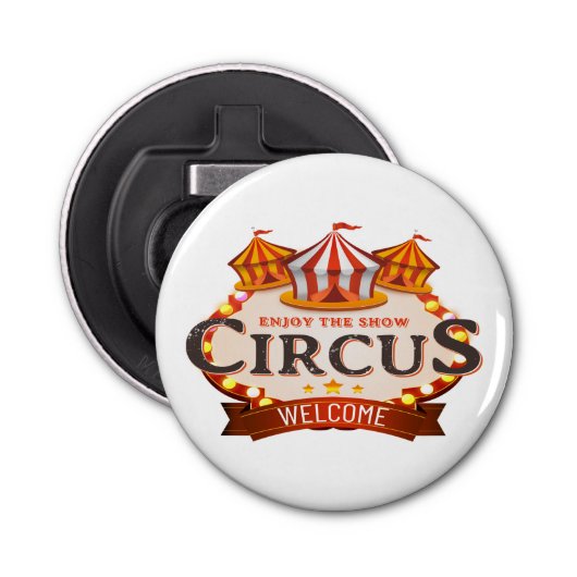 Geniet van het circus button flesopener (Voorkant)