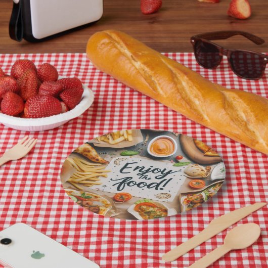 Geniet van het eten Pizza 2 Papieren Bordje (Picknick)