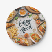 Geniet van het eten Pizza 2 Papieren Bordje (Voorkant)