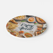 Geniet van het eten Pizza 2 Papieren Bordje (Gekanteld)