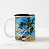 Geniet van het goede leven. tweekleurige koffiemok (Links)