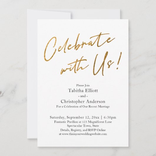 Geniet van het handschrift Gold Basic Reception Kaart (Voorkant)