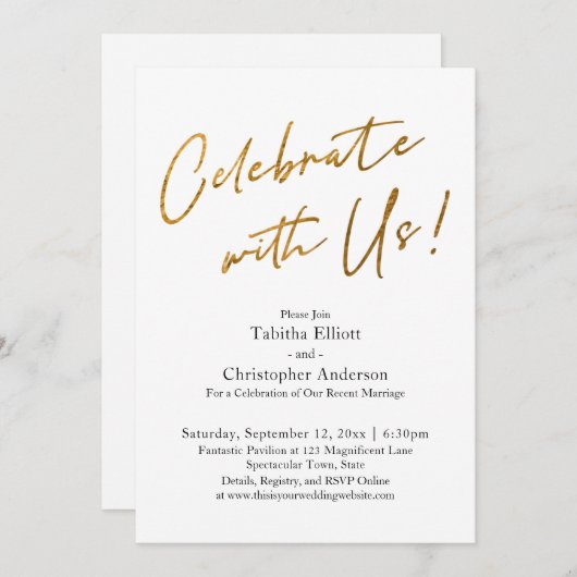 Geniet van het handschrift Gold Basic Reception Kaart (Voorkant / Achterkant)