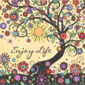 Geniet van het leven grillige boom plezier vrolijk sticker (Voorkant)