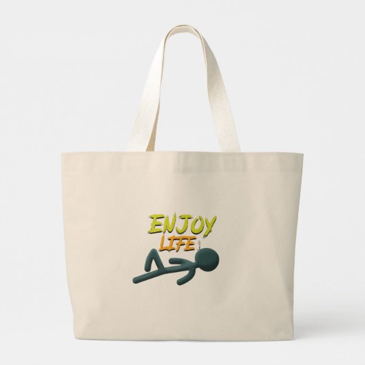 Geniet van het leven grote tote bag (Achterkant)